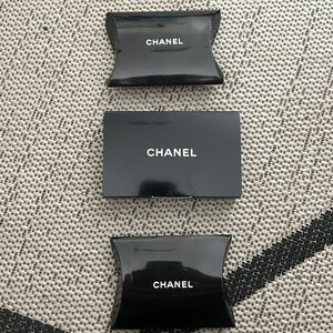CHANEL Black White Gloss Logo Mini Rectangular Box & 2 Mini Pillow Boxes